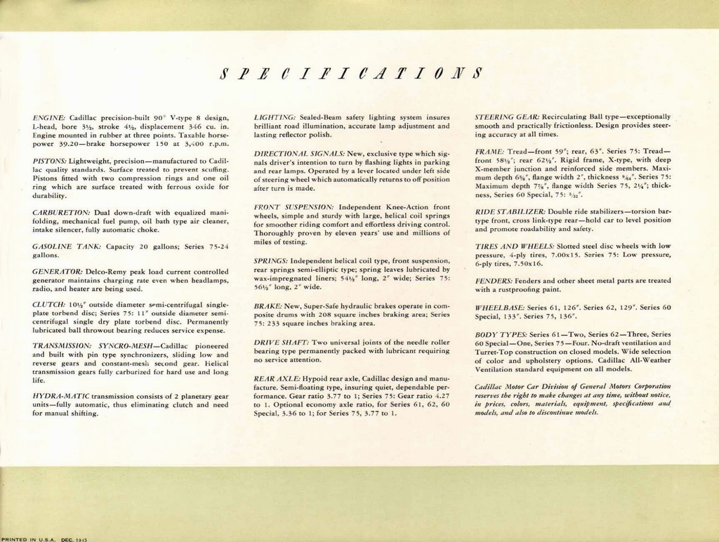 1946 Cadillac Revision Brochure Page 5